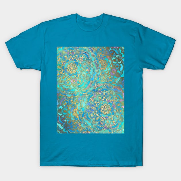 Sapphire & Jade Stained Glass Mandalas T-Shirt by micklyn